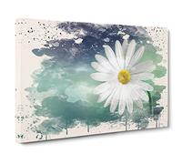 Flower Beautiful White Daisy Modern FC Canvas Print | Gallery Wrapped 30mm Frame Wall Art | 24x16 inches | Ready to Hang | Modern Floral Picture | Living Room Bedroom Lounge Office