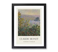 Flower Beds At Vetheuil By Claude Monet Exhibition Museum Painting Framed Print | A3 Black Framed Wall Art | Ready to Hang | Modern Floral Picture | Living Room Bedroom Lounge Office