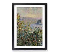 Flower Beds at Vetheuil by Claude Monet Framed Print | A2 Black Framed Wall Art | Ready to Hang | Modern Floral Picture | Living Room Bedroom Lounge Office