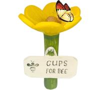 Flower Bee Waterer, Bee Watering Stations with Stake Base, Hygienic Thirsty Pollinators Feeder, Colorful Flower Shaped Garden Pollinators Drinking Cups for Lawn Driveway Farm Patio (Yellow)