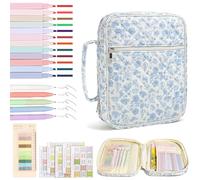 Flower Bible Cover Case for Women,Floral Bible Study Supplies with 12 Colored Highlighters,Large Capacity Bible Carrying Bag Set ,Bible Bag Study Kit for Daughter Friends Teacher Nurse (Blue)