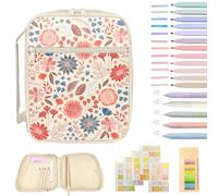 Flower Bible Cover Case for Women, Large Bible Carrying Cases with Durable Handle Quilted, Holder Tote Bag for Biblical Study Accessories, Storage Bag with Pen Slots, Christian Pastor Gifts