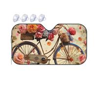 Flower Bicycle Car Windshield Sun Shade Foldable Car Sun Shade Front Windshield Sunshade Windshield Cover Reflective Sun Visor Keep Your Vehicle Cool for Most Sedans SUV Truck