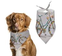 Flower Bicycle Dog Bandanas for Feeding Grooming, Triangle Pet Bibs Washable Pets Scarf for Cats & Dogs