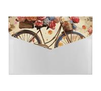Flower Bicycle Folder Water-Resistant Accordion Files Organizer Moisture-Proof Expanding File Folder Pockets Reusable Clear File Folders Files Bags Document Holder