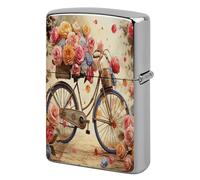 Flower Bicycle Metal Lighter Case, Funny Lighter Cover Double-Side Print Vintage Cool Lighters Sleeve Lighters Accessories for Zippo Men Dad Husband Collect
