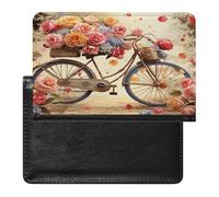 Flower Bicycle Passport Holder Cover Leather Passport Wallet RFID Blocking Travel Wallet Documents Organizer Passport Protector Passport Cover for Men&Women