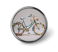 Flower Bicycle Round Badge for Men Women, Durable & Stylish Lapel Pins, Lightweight Metal Badges for Shirts, Jackets, Hats
