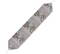 Flower Bicycle Table Runner for Dining Table, Short Plush Runners Washable & Durable Tablerunner Modern Home Decor for Wedding, Kitchen, Holiday 229*33cm