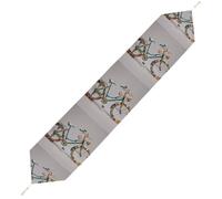 Flower Bicycle Table Runner for Dining Table, Short Plush Runners Washable & Durable Tablerunner Modern Home Decor for Wedding, Kitchen, Holiday 200*33cm