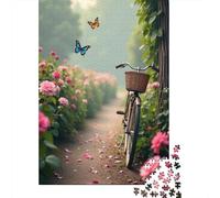 Flower&bike 1000 Pieces Paper Spring Views Puzzle Bundle Kids Educational Logic Skill Beginner Birthday Gift Age 12+ for Family Fun 38x26cm/1000pcs