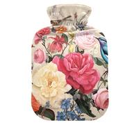 Flower Bird Hot Water Bottles with Soft Cover Feet and Bed Warmer Hot Water Bag for Neck, Shoulder and Menstrual Cramps