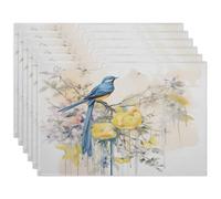 Flower Bird Table Placemats And Coasters, Dining Table Mat One Side Print, Heat Resistant Wear Resistant Non-Slip Mat Set, Washable Elegant For Kitchen Dinning Restaurant Party 30 * 45Cm