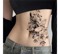 Flower Bird Temporary Tattoo,Lasts To 15 Days New Technology Magic Waterproof Semi Permanent Sticker.Fake Tattoos(2pcs)