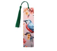 Flower Birds Bookmark, Wooden Bookmarks for Book Lovers Handmade Wood Book Mark with Tassel Reading Page Markers Ornament Wooden Gift Tags Labels for Craft Decorations
