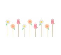 Flower birthday candles - Set of 9 Pink one size