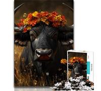Flower Bison Jigsaw Puzzles for Teenagers 1000 Piece Puzzle,Game Toys Every Piece Is Unique - Challenging Family Fun Game (50x75cm)
