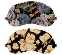 Flower Black Pattern 2 Piece Eye Mask, Sleeping Eye Mask for Side Sleeper, Zero Eye Pressure Night Blindfold, Adjustable Sleep Cover, Completely Block Out Light Eye Shade