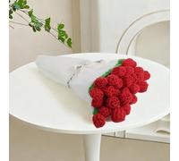 Flower Blanket - Crochet Rose Blanket with Bloomie Bouquet, Knitted Throw Blankets for Birthday, Wedding, Anniversary,Home Decor (43 inch - Finished Red)