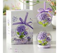 Flower Blocks Crystal Ball-DIY Micro Component Assembly-Elegant Desktop Ornaments & Collectible Figurines for Home Office Decor, Unique Gift for Women Girls-Purple