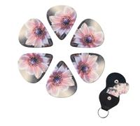 Flower Blossom Guitar Picks 6 Pack 3 Different Thickness Celluloid Guitar Plectrums with Guitar Pick Holder Personalized Guitar Pick for Acoustic Guitar, Electric Guitar, Bass, Ukulele