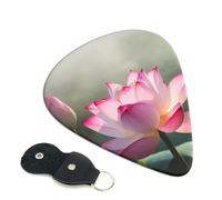 Flower Blossom Guitar Picks 6 Pcs, 0.96mm Thickness Celluloid Plectrum with Leather Picks Holder, Personalized Guitar Pick for Bass Electric Acoustic Guitars Lovers Gift