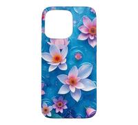 Flower Blossoms Water Blue Pink Art Case for iPhone 15 Pro Max