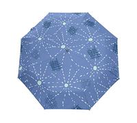 Flower Blue Cartoon Artistic Umbrella Windproof Automatic Foldable Umbrells Auto Open Close for Men Women Kids