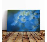 Flower Blue Hydrangea Canvas Print | Gallery Wrapped 30mm Frame Wall Art | 24x16 inches | Ready to Hang | Modern Floral Picture | Living Room Bedroom Lounge Office