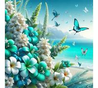 Flower Blue Sea Jigsaw Puzzle 500 Pieces 45x45cm/18x18inch, Difficult jigsaw puzzles for Adults 500, Beautiful Art work, Great Festive Puzzle Gift for Men/Women