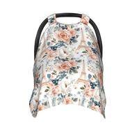 Flower Blueberry Eiffel Tower Print Baby Car Seat Covers, Breathable Nursing Cover Breastfeeding Cover, Stroller Covers, Multi-use Infant Carseat Canopy, Baby Boys Girls Newborn Essentials