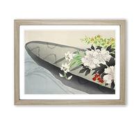 Flower Boat By Kamisaka Sekka Asian Japanese Framed Print | A4 Oak Framed Wall Art | Ready to Hang | Asian Vehicle Picture | Living Room Bedroom Lounge Office