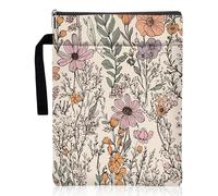 Flower Book Sleeve Pouch with Zipper, Linen Book Protector for Paperbacks with Front Pocket Washable Fabric Cloth Book Bag Bookish Gift 29.5×21cm/11.61×8.27in