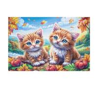 Flower Border Cat Family 1000 Pieces Jigsaw Puzzles Cute Pets Warm The Heart For Men Educational Decompression Adults Anxiety Memory Care Mothers Valentines Gift Eco Friendly Material 1000 PCS