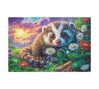 Flower Border Cute Puppy 1000-piece Jigsaw Puzzle Bundle Badger Bloom Grass Family Puzzle Lovers Brain Training Mindful Activity Spring Creativity & Gift Giving 1000 PCS