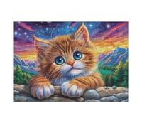 Flower Border Longhair Cat 300 Piece Premium Jigsaw Puzzle Cute Pet Companion For Men Educational Decompression Adults Anxiety Memory Care Mothers Valentines Wooden 300 PCS