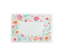 Flower Border Rectangular Small Glass Worktop Saver - Multicoloured Floral Smooth Kitchen Chopping/Cutting Board Worktop Protector with Non-Slip Feet 28.5cm x 20cm (11" x 8")