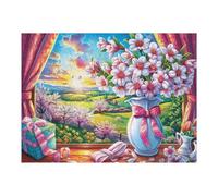 Flower Border Robin 500 Piece Jigsaw Puzzle Pack Teens Beginners Cognitive Development Puzzle Fans Group Play Anniversary Recycled Cardboard 500 PCS