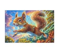 Flower Border Squirrel 1000 Piece Jigsaw Puzzle for Adults Flora Meadow Nut Jigsaw Weekend Parent Activity After Work Stress Relief Vibrant Artwork Home Wall 1000 PCS