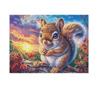 Flower Border Squirrel 500 Piece Jigsaw Puzzle for All Ages Leaf Mushroom Bloom Idea Quality Time Cardboard Home Decor Accent 500 PCS