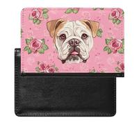 Flower Boston Bulldog Passport Holder Cover Wallet Travel Leather Passport Case for Women Men