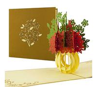 Flower bouquet as a pop up card, great wedding gift in red and green, F01.1