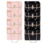 Flower Bouquet Bags - Floral Gift Box, Paper | Square 10 Pieces with Ribbon Handles, Packaging Boxes, Elegant Wrapping Carriers, Reusable Containers for Floral Arrangements