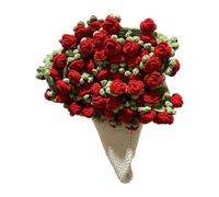 Flower Bouquet Blanket 43.3in Handmade Romantic Red Rose Crochet Flower