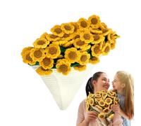 Flower Bouquet Blanket - Hand Knitted Sunflower Blanket | Crocheted Sunflower Bouquet Sofa Throws for Living Room, Sunshine Teacher Friends Mom Sister Grandma Birthday Retirement Gift