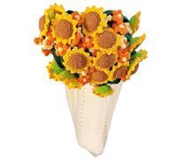 Flower Bouquet Blanket - Sunflower Crochet Throw Blanket | Handmade Knitted Floral Quilt | Decorative Sofa Cover, Textured Botanical Pattern Warm Giftable Home Accent, Artisan Yarn Petal Motif Co