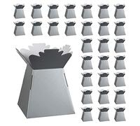 Flower Bouquet Boxes Florist Packaging Gift Craft Box Vase - Holder for Flowers, Bouquets, Plants, Sweets - Decoration for Wedding, Birthday, Anniversary, Floral Arrangement - Pack of 30 - Silver