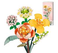 Flower Bouquet Building, Artificial Flowers, Creative Project for Adults | Decorative Home, Idea Gifts, Botanical Collection Not Compatible with Lego 456 PCS (Lily/Gardenia/Hydrangea/Camellia)