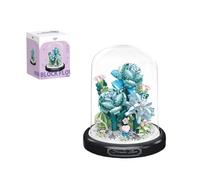 Flower Bouquet Building Block Set, DIY Artificial Flowers Building Kit with Dust Cover, Sunflower Rose Bonsai Tree Collection Building Kit, Decorative Home Botanical Gift for Her Women Mom (Blue Rose)