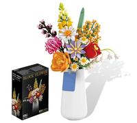 Flower Bouquet Building Set, 1070 Pcs Botanical Kit with Vase, Adult Gift